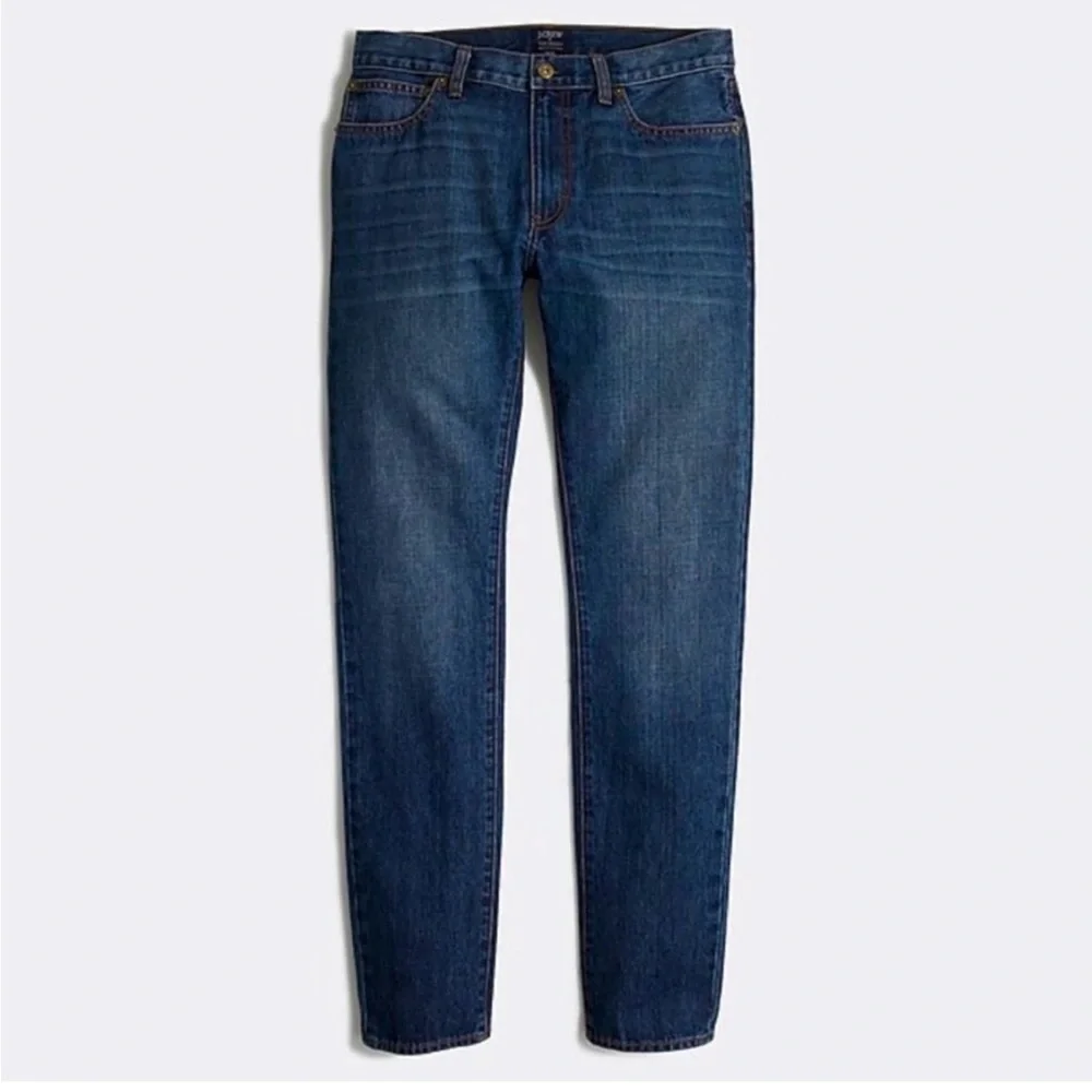 J CREW Jeans The Driggs Denim Whiskered Blue C9885 Straight Leg Men’s Size 34